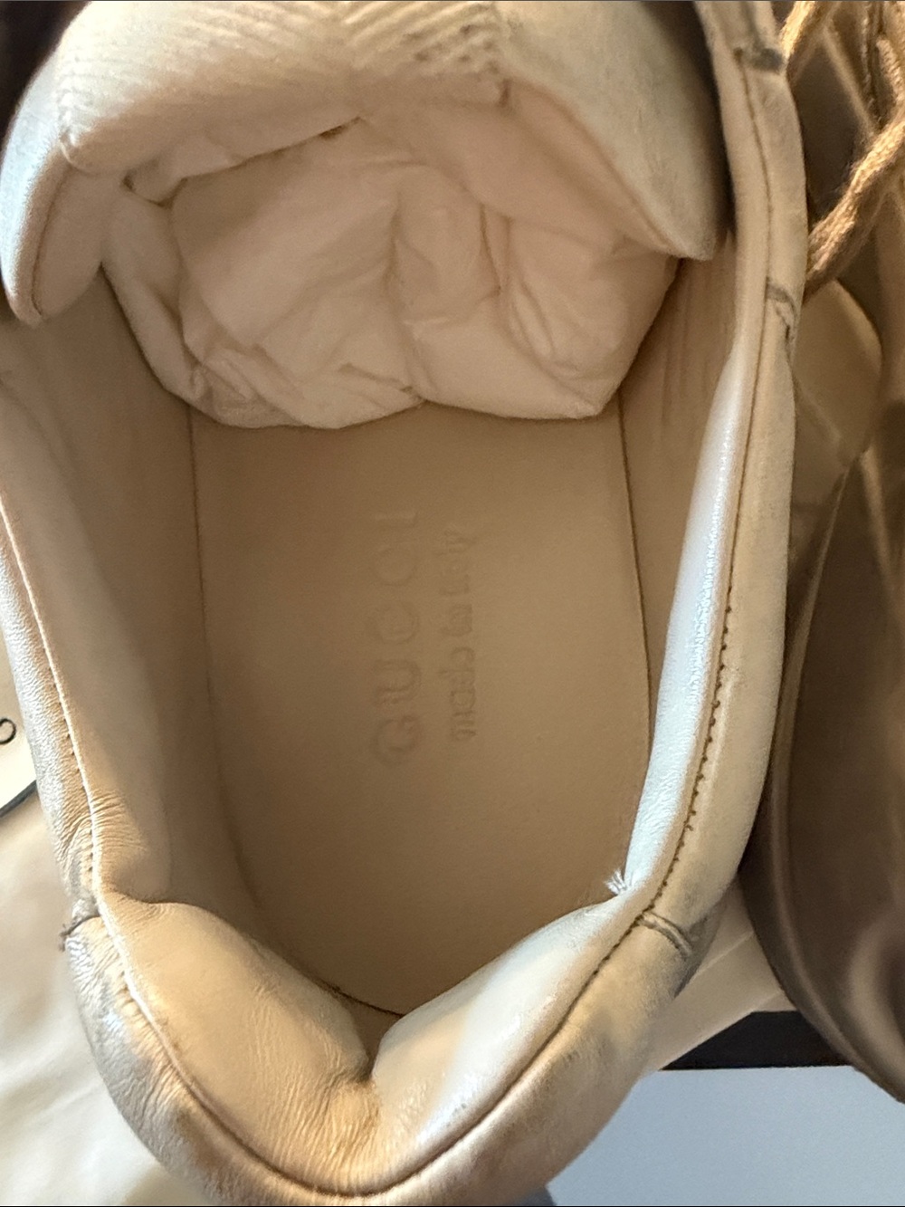 Gucci Men's Off-White/Taupe Chunky Runner Sneakers - Picture 6 of 9